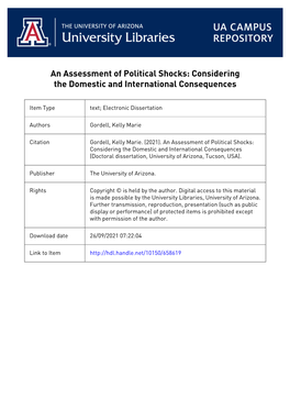 An Assessment of Political Shocks: Considering the Domestic and International Consequences