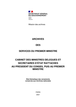Archives Des Services Du Premier