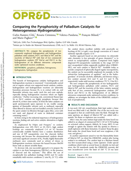 Comparing the Pyrophoricity of Palladium Catalysts For