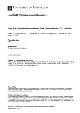 X-Ray Absorption Lines in the Galactic Black Hole Candidate XTE J1650-500