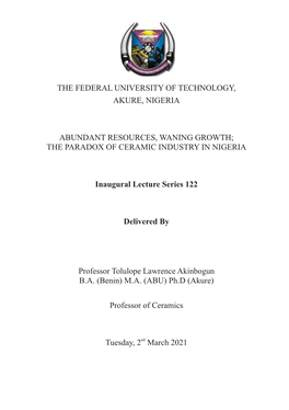 The Federal University of Technology, Akure, Nigeria