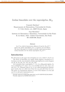 Jordan Bimodules Over the Superalgebra M1|1