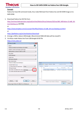 How to DD SATA DOM Via Fedora Live USB Dongle