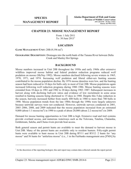 Unit 20B Moose. Chapter 23: Moose Management Report of Survey-Inventory Activities 1 July 2011-30 June 2013