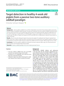 Target Detection in Healthy 4-Week Old Piglets from a Passive Two-Tone