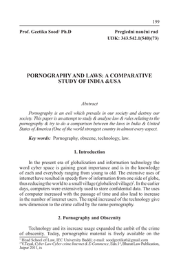 Pornography and Laws: a Comparative Study of India &Usa