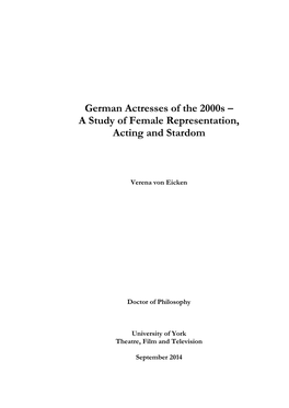 German Actresses of the 2000S – a Study of Female Representation, Acting and Stardom