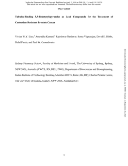 Tubulin-Binding 3,5-Bis(Styryl)Pyrazoles As Lead Compounds for the Treatment Of