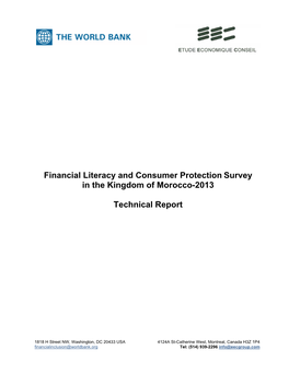 Financial Literacy and Consumer Protection Survey in the Kingdom of Morocco-2013