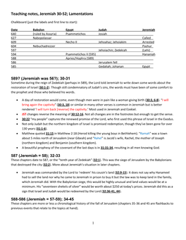 Teaching Notes, Jeremiah 30-52; Lamentations