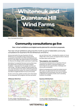 Whiteneuk and Quantans Hill Wind Farms Community Update – Winter 2020/21