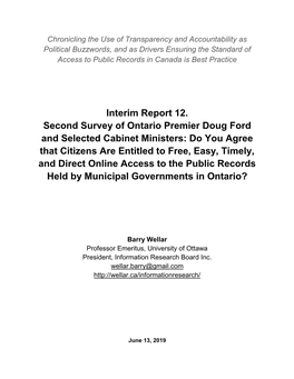 Interim Report 12. Second Survey of Ontario Premier Doug