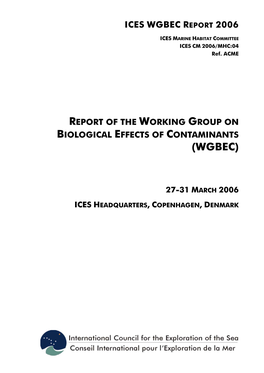 Report of the Working Group on Biological Effects of Contaminants (Wgbec)