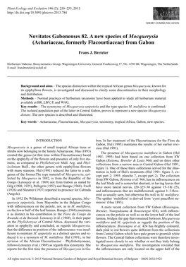 (Achariaceae, Formerly Flacourtiaceae) from Gabon