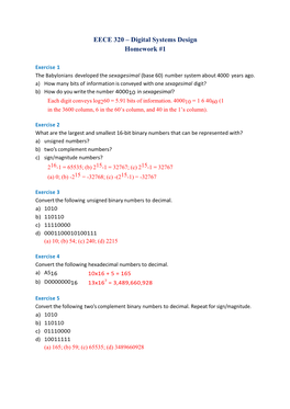 EECE 320 – Digital Systems Design Homework #1