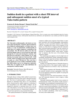 Sudden Death in a Patient with a Short PR Interval and Subsequent Sudden Onset of a Typical Tako-Tsubo Pattern