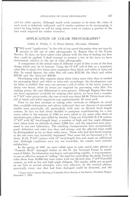 APPLICATION of COLOR PHOTOGRAPHY 327 and for Other Species