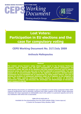 Participation in EU Elections and the Case for Compulsory Voting