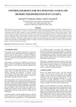 Controller Design for Multichannel Nand Flash Memory for Higher Efficiency in Ssd’S