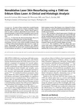 Nonablative Laser Skin Resurfacing Using a 1540 Nm Erbium Glass Laser: a Clinical and Histologic Analysis