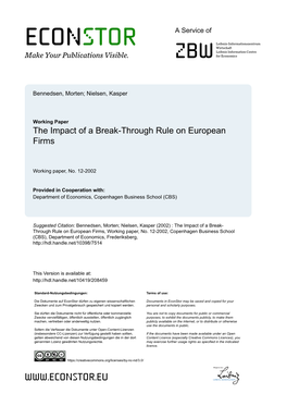 The Impact of a Break-Through Rule on European Firms