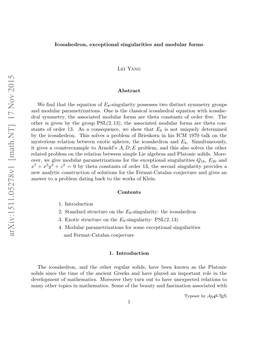 Icosahedron, Exceptional Singularities and Modular Forms