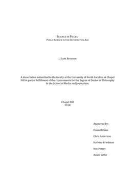 J. Scott Brennen a Dissertation Submitted to the Faculty At