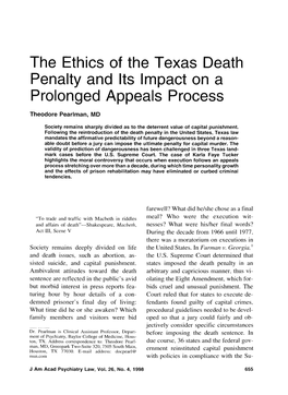 The Ethics of the Texas Death Penalty and Its Impact on a Prolonged Appeals Process