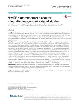 Navise: Superenhancer Navigator Integrating Epigenomics Signal Algebra Alex M