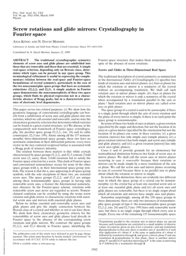 Screw Rotations and Glide Mirrors: Crystallography in Fourier Space