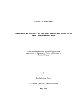 A Comparative Case Study on the Influence of the Military and the Labor Unions on Regime-Change