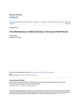 The Effectiveness of UNSC Sanctions: the Case of North Korea