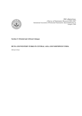 PDF Offprint From: a Survey of Numismatic Research 2002-2007 International Association of Professional Numismatists, Special Publication 15 Glasgow, 2009