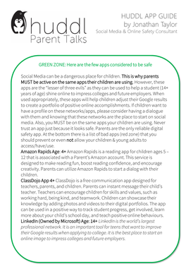 HUDDL APP GUIDE by Jonathan Taylor Social Media & Online Safety Consultant