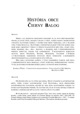 História Obce Čierny Balog