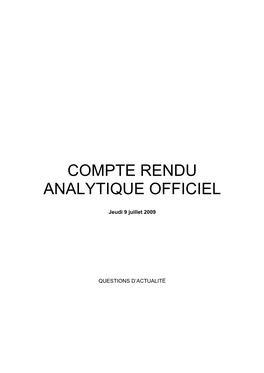 Compte Rendu Analytique Officiel