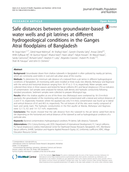 Safe Distances Between Groundwater-Based Water Wells and Pit Latrines at Different Hydrogeological Conditions in the Ganges Atrai Floodplains of Bangladesh M