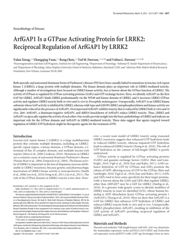 Reciprocal Regulation of Arfgap1 by LRRK2