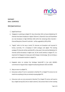 FACTSHEET (Date : 21/04/2015)