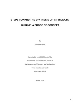 Steps Toward the Synthesis of 1,1'-Dideaza- Quinine: A