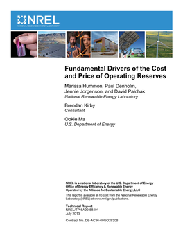 Fundamental Drivers of the Cost and Price of Operating Reserves