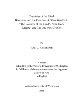 Countries of the Blind: Blindness and the Creation of Other Worlds in “The Country of the Blind”, “The Black Grippe” and the Day of the Triffids