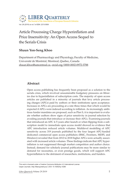 Article Processing Charge Hyperinflation and Price Insensitivity