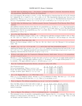 MATH 245 F17, Exam 1 Solutions 1. Carefully Define the Following Terms