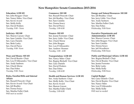 New Hampshire Senate Committees 2015-2016