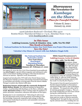 Shorewaves the Newsletter for Kumbaya on the Shore a Place for Peaceful Pastime