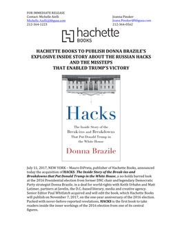 Hachette Books to Publish Donna Brazile's HACKS