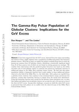 The Gamma-Ray Pulsar Population of Globular Clusters: Implications for the Gev Excess