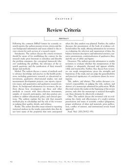 Review Criteria