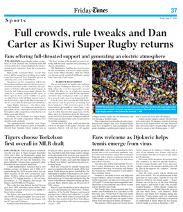 Full Crowds, Rule Tweaks and Dan Carter As Kiwi Super Rugby Returns
